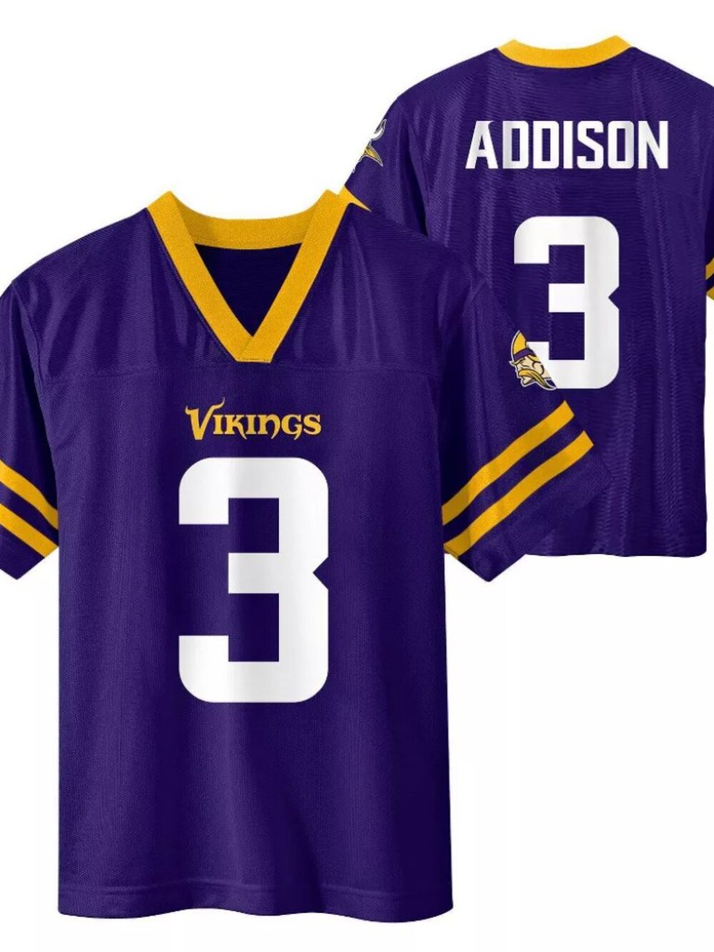 NEW NFL Minnesota Vikings Boys' Short Sleeve Jordan Addison Jersey - XL